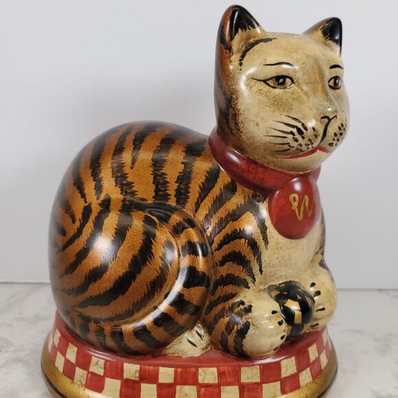 Vintage Raymond Waites “Toyo” Ceramic Cat Figurine Striped Tiger Cat - Picture 7 of 10